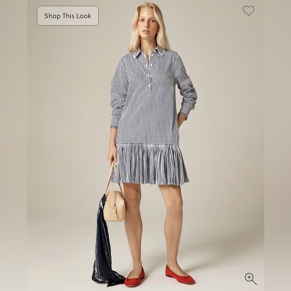 J. Crew Amelia long-sleeve shirt-dress in striped cotton poplin Small NWT - Picture 3 of 7